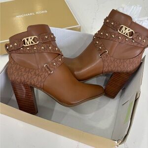 Brown Studded Michael Kors Kincaid Ankle Boots